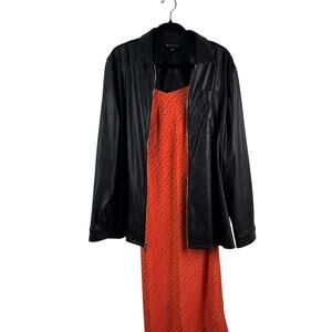 Y2K VAMPIRECORE Faux Leather Shirt Jacket – INC Black Full Zip – Size M